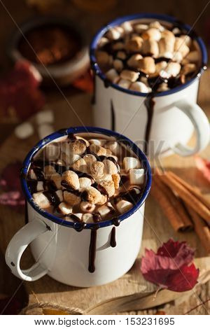 s'mores hot chocolate mini marshmallows cinnamon winter drink