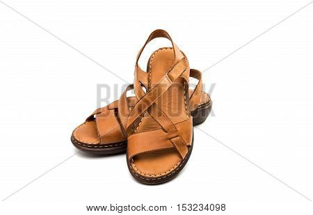 womens leather sandals isolated on white background
