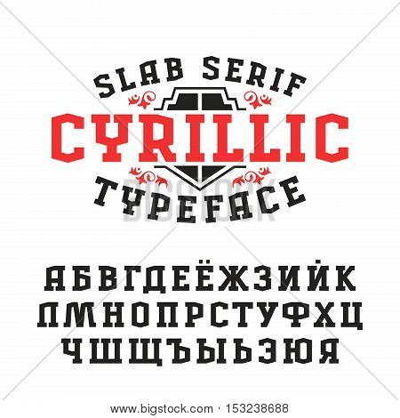 Stock vector set of slab serif font in retro style. Cyrillic ABC