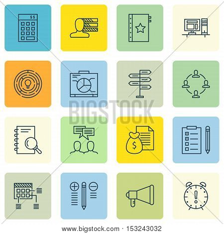 Set Of Project Management Icons On Announcement, Opportunity And Board Topics. Editable Vector Illus