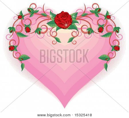 Rosen Zweig mit Rosa Herz-Vektor-Bild