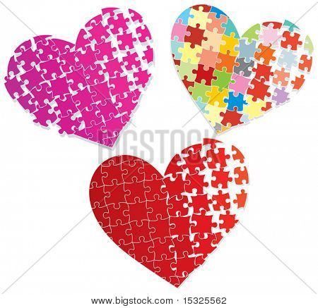 Stiliserade pussel hearts.vector illustration