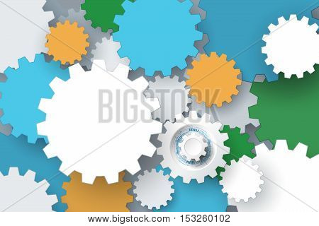 Vector illustration gear wheel. Abstract hi-tech technology and engineering background. Machine technology futuristic concept. Vector abstract technology on light gray color background