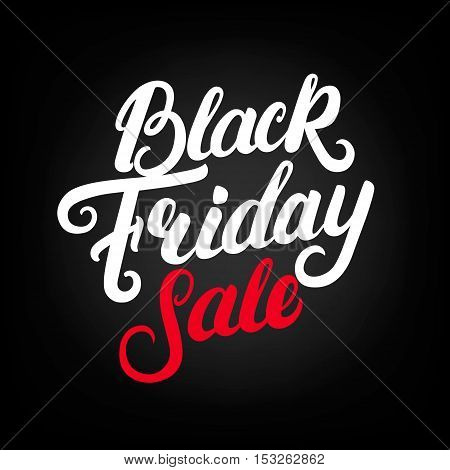 Black Friday Sale hand written lettering. Modern brush calligraphy for banner, labels, badges, poster, card. Isolated on black background. Vector illustration.