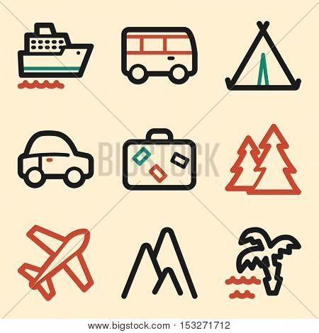 Vacation icon, transport vector web sign.  Trip mobile icon. Iinfographics symbols.