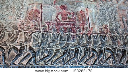 Ancient Bas-relief In Angkor Wat, Cambodia