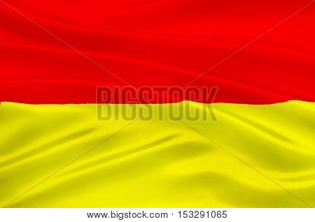 Flag of Wroclaw is the largest city in Poland. 3d illustration