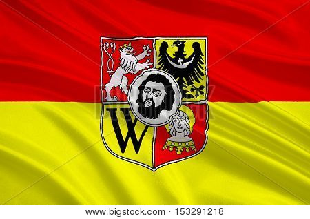 Flag of Wroclaw is the largest city in Poland. 3d illustration