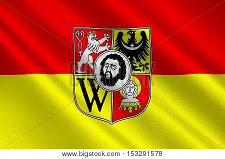 Flag of Wroclaw is the largest city in Poland. 3d illustration
