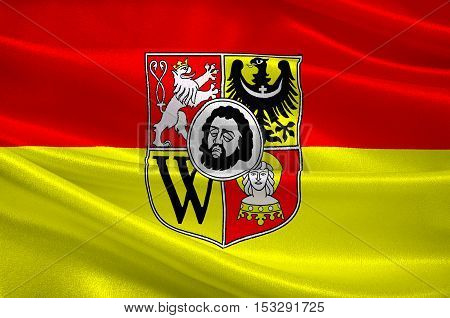 Flag of Wroclaw is the largest city in Poland. 3d illustration