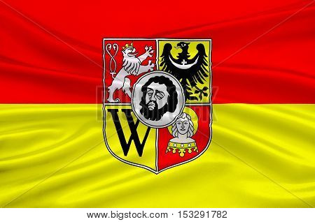Flag of Wroclaw is the largest city in Poland. 3d illustration