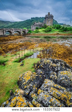 Wonderful Sunset Over Lake At Eilean Donan Castle, Scotland