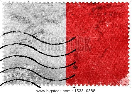 Flag Of Mdina, Malta, Old Postage Stamp