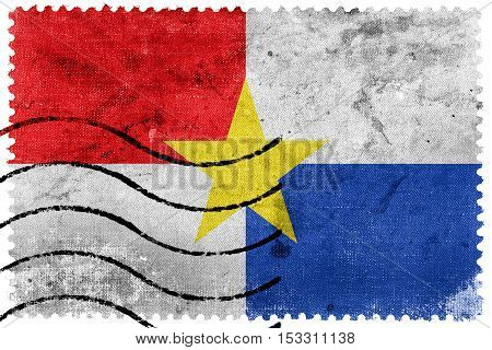 Flag Of Monteria, Colombia, Old Postage Stamp