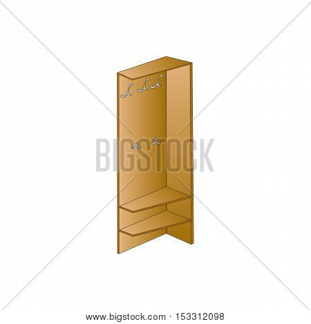 Vector illustration Wardrobe and wooden shelves for clothes