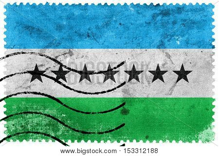 Flag Of Nueva Loja, Ecuador, Old Postage Stamp