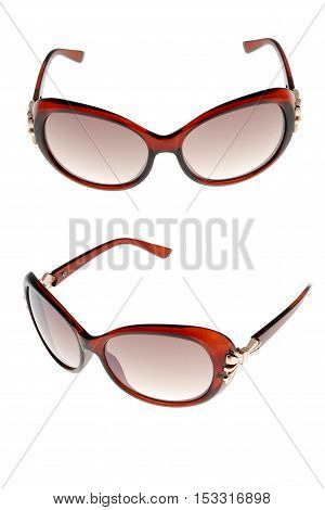 sun glasses set isolated over the white background from different sides.