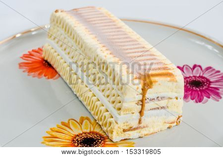 colorful refreshing ice cream cake with chocolate and vanilla flavored fun