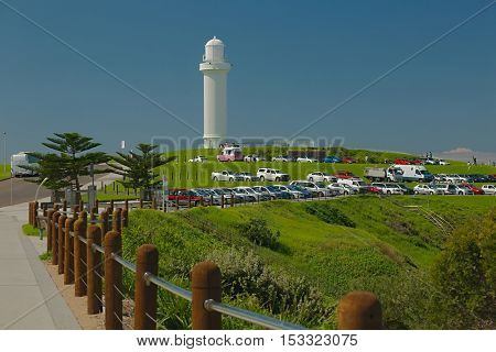 Lighthouse in Wollongong, Australia, bright summer weather