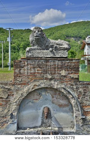 A public drinking water fountain outside the hamlet of Soravilla near Cividale del Friuli Italy