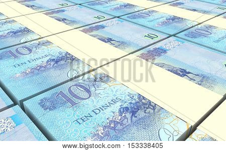 Libyan dinar bills stacked background. 3D illustration.