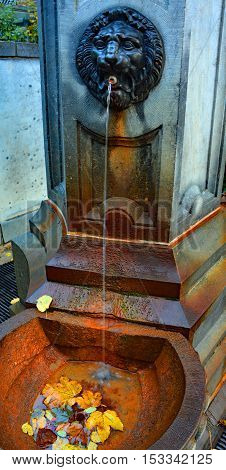 Old fountain in village Spa, Ardennen in Belgium
