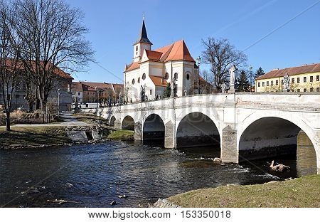 Old Bridge and the city Namest nad Oslavou, Czech Republic, Europe