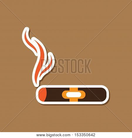 paper sticker on stylish background of cuba cigar