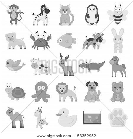 Animals set icons in monochrome style. Big collection of animals vector symbol stock