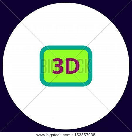 three dimensional Simple vector button. Illustration symbol. Color flat icon