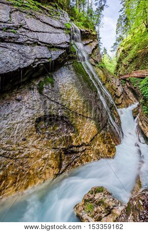 Motion Blur In Wimbach Waterfalls In The Alps, Germany