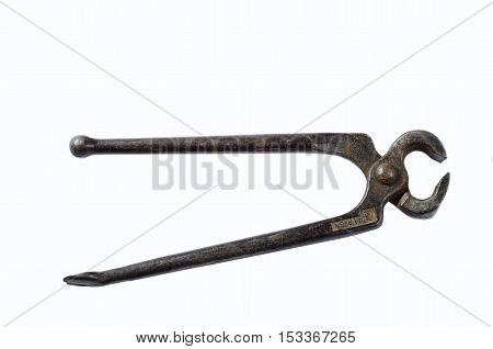 Round-old on a white background metal crowbar