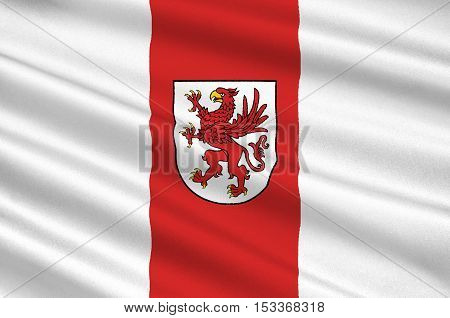 Flag of West Pomeranian Voivodeship or West Pomerania Province in northwestern Poland. 3d illustration