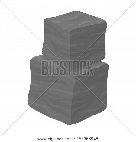 Diced beef icon in monochrome style isolated on white background. Meats symbol vector illustration