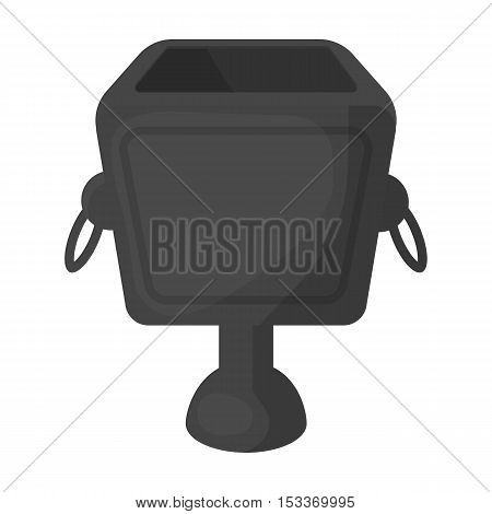 Garbage can icon in monochrome style isolated on white background. Park symbol vector illustration.