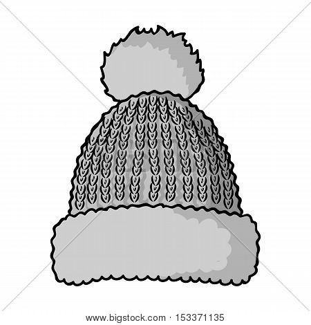 Knit cap icon in monochrome style isolated on white background. Ski resort symbol vector illustration.