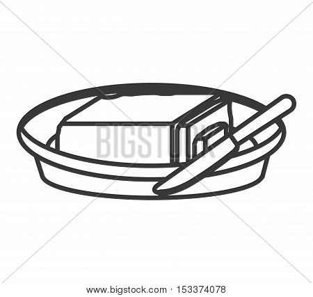food plate with butter and knife icon. breakfast foodb