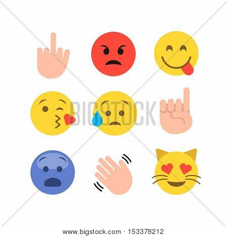 Flat style abstract simple and colorful collection emoji