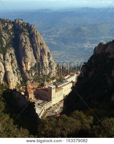 Famous benedictine friary in Monserrat mountains in Spain