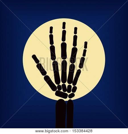 Black skeleton hand. Vector illustration of the object