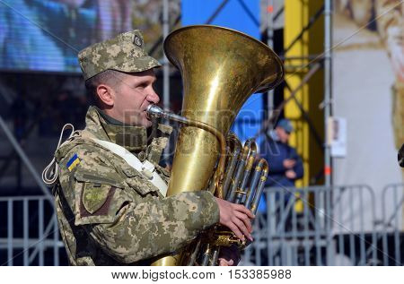 Ukrainian nazionalists celebrate the Day of OUN-UPA (Organisation of Ukrainian Nazionalists - Ukrainian Peoples Army). October 14,2016,Kiev, Ukraine