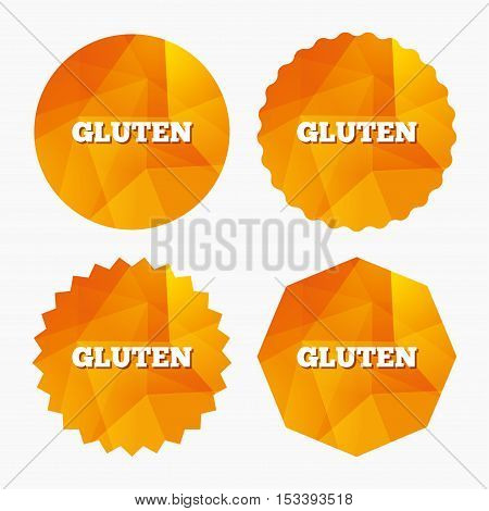Gluten free sign icon. No gluten symbol. Triangular low poly buttons with flat icon. Vector