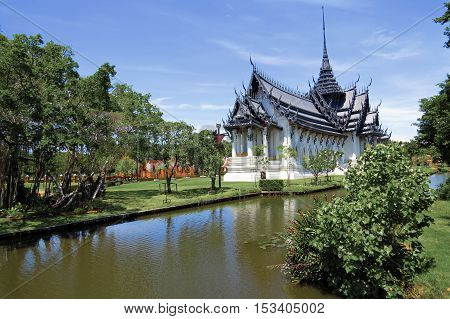 Royal Thai palace of Sanphet Prasart Palace at Muangboran the ancient city,Thailand.