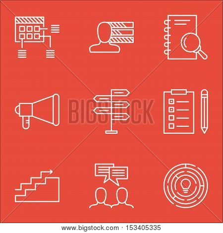 Set Of Project Management Icons On Personal Skills, Discussion And Reminder Topics. Editable Vector