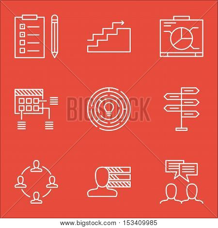 Set Of Project Management Icons On Collaboration, Schedule And Reminder Topics. Editable Vector Illu