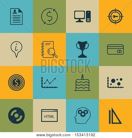 Set Of 16 Universal Editable Icons. Can Be Used For Web, Mobile And App Design. Includes Icons Such