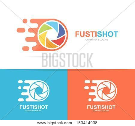 Vector fast camera shutter logo combination. Speed lens symbol or icon. Unique photo and focus logotype design template.