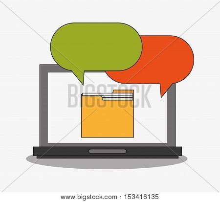 Laptop fiel and bubble icon. digital marketing media and seo theme. Colorful design. Vector illustration