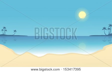 Scenery beach vector flat silhouettes collection stock