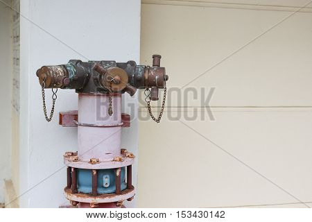 plumbing fire hydrant in a metal line wall fireplug with valves